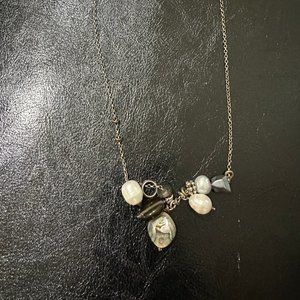 Retired SILPADA Sterling Silver, freshwater Pearl Mother of Pearl charm Necklace